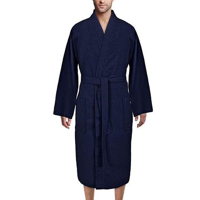 Turkish Linen Waffle Knit Lightweight Kimono Spa & Bath Robes for Men - Quick Dry - Soft