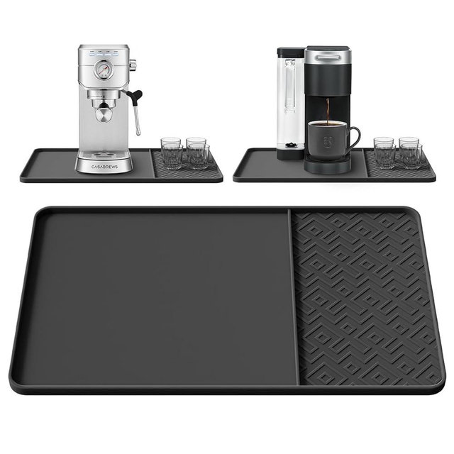 Silicone Coffee Mat with Raised Edges 19" x 12" – Waterproof Countertop Mat, Coffee Maker Pad, Espresso Machine Mat, Heat Resistant Dish Drying Mat