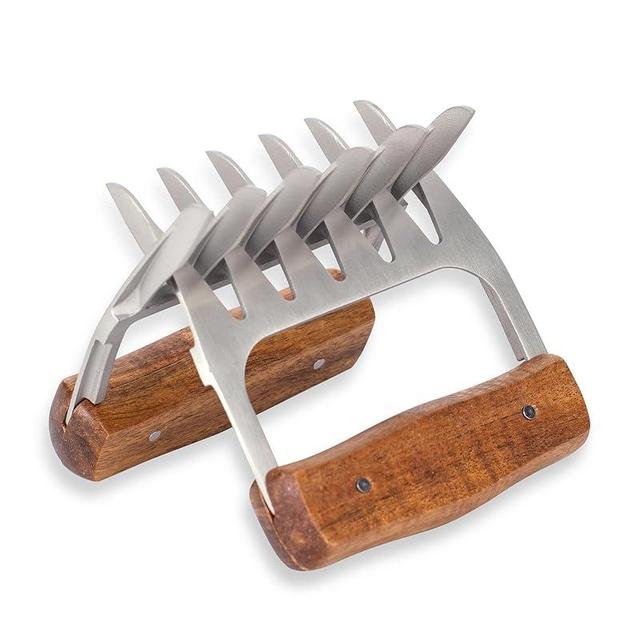 Premium 18/8 Stainless Steel Meat Shredder Claws with Wooden Handles: Effortlessly Shred, Pull, and Serve Pork, Turkey, Chicken, and Brisket!