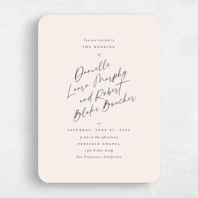 Beige Rounded Wedding Invitation - Atlas Classic