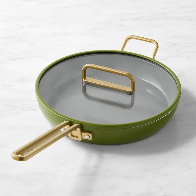 GreenPan™ Stanley Tucci™ Ceramic Nonstick Covered Fry Pan, 12", Tuscan Olive