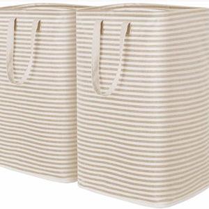 Lifewit 2 Pack Laundry Hamper Large Collapsible Laundry Baskets, Freestanding Waterproof Clothes Hamper with Easy Carry Handles in Laundry Room Bedroom Bathroom College Dorm, Beige, 2 x 80L