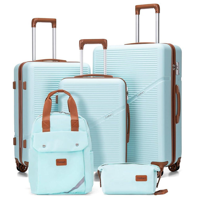 Cosbarn Luggage Sets 5 Piece Suitcases with Wheels, Suitcase Set ABS Hard Case Luggage with TSA Lock Spinner Wheels Durable Travel Luggage (5-Piece Set(20"/24"/28"))