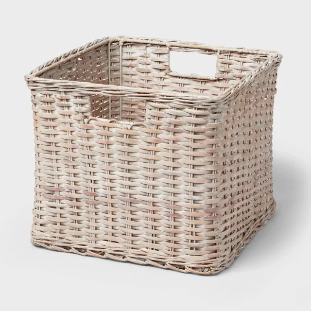 Large Woven Rattan Crate White Washed - Brightroom™