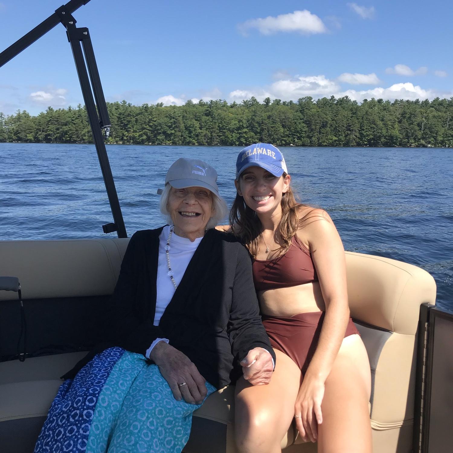 Rachel and her nana, Joyce, on Lake Winnipesauke