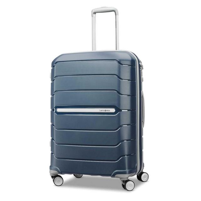 Samsonite Freeform Hardside Expandable with Double Spinner Wheels, Navy, Checked-Medium 24-Inch