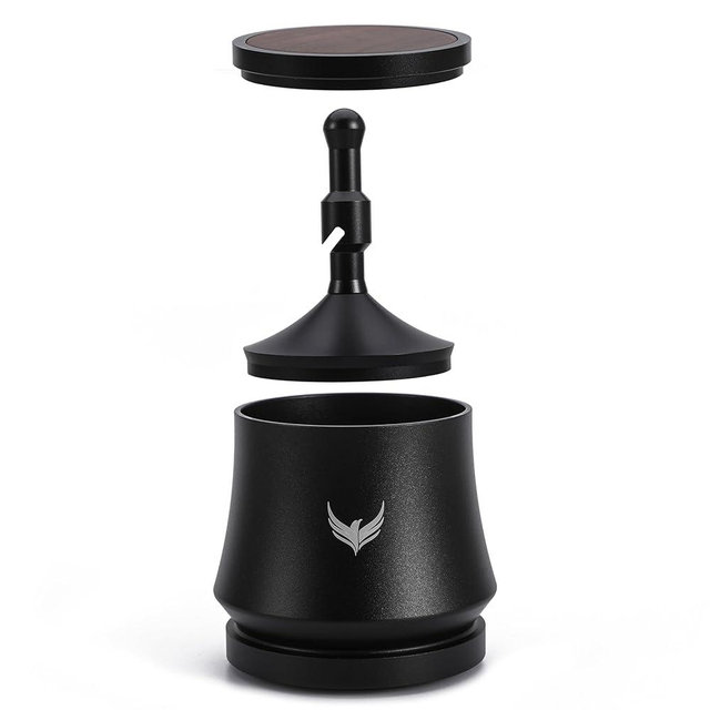KNODOS Blind Espresso Shaker 54mm with Walnut Lid | Coffee Grounds Distribution Tool for Breville Espresso Machines | Magnetic 54 mm Dosing Cup