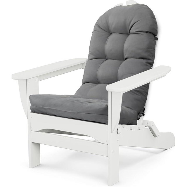 MQK Adirondack Chair Cushion, Thick Indoor/Outdoor Rocking Chair Cushion with High Elasticity PP Cotton Water-Resistant Patio Furniture Cushions High Back Seat Pads for Porch Yard Lawn Chairs 44x19x4