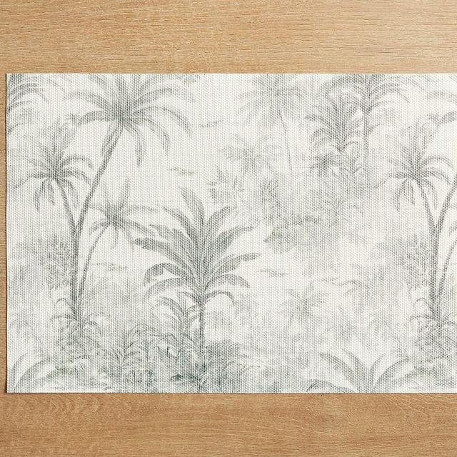Easy Care Placemats, Set of 4 - Gray Palm Scene