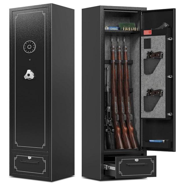 KAER 5-6 Gun Safe,Gun Safes for Rifle and Pistols,Gun Cabinets,Rifle Safe,Gun Safes for Rifle and Shotguns,Gun Safes & Cabinets with Drawer,Indoor Gun Rack,Removable Shelf