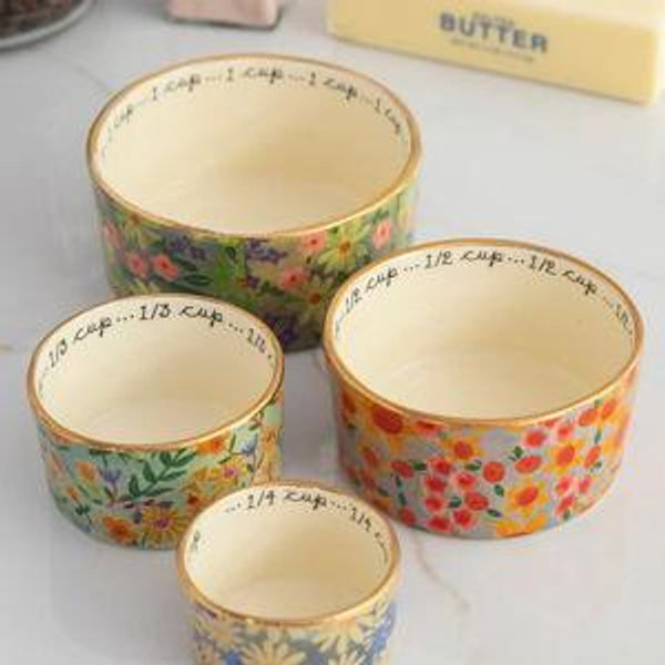 Ceramic Nesting Measuring Cups - Multi Floral