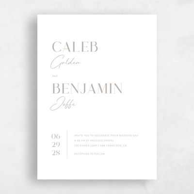 Oatmeal, Grey Wedding Invitation - Latona Portrait Letterpress