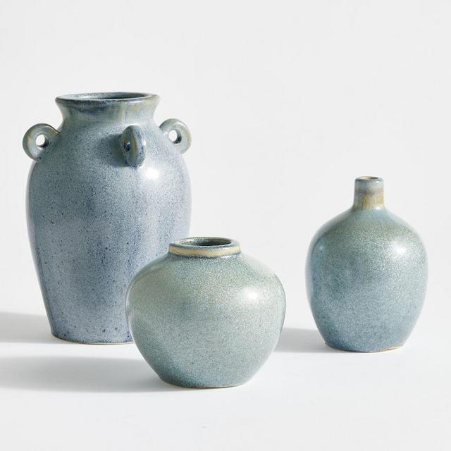 Seehorn Ceramic Bud Vases, Set of 3 - Blue