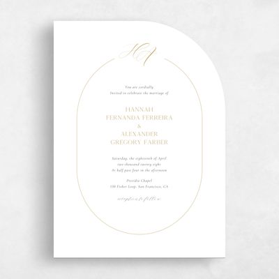 White Half arch Wedding Invitation - Brixen Portrait