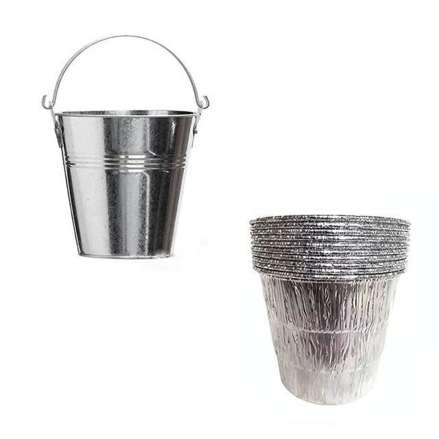 Drip Grease Bucket & 10-Pack Disposable Foil Liners Kits Replacement Parts HDW152 BAC407z for Traeger, for Pit Boss 67292, for Camp Chef, for Louisiana, for Rec Tec Wood Pellet Grills & Smokers