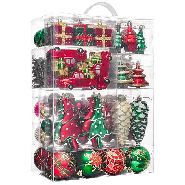 Valery Madelyn Christmas Ball Ornaments Decor, 155ct Traditional Red Green Gold Shatterproof Christmas Tree Ornaments Value Pack for Xmas Decoration
