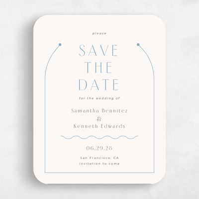 White Rounded Wedding Save the Date - Suzi Portrait