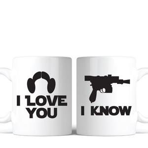 Star Wars Inspired I Love You, I Know Coffee Mug Set of 2 Great Gift for Fans Lovers