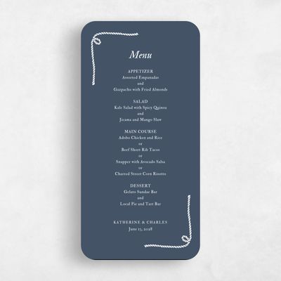 Blue Rounded Wedding Menu - Providence