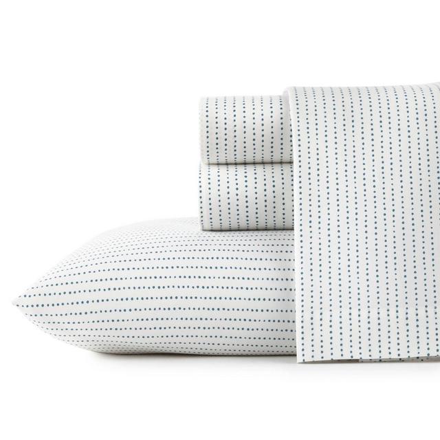 King Printed Pattern Percale Sheet Set Navy Dot - City Scene