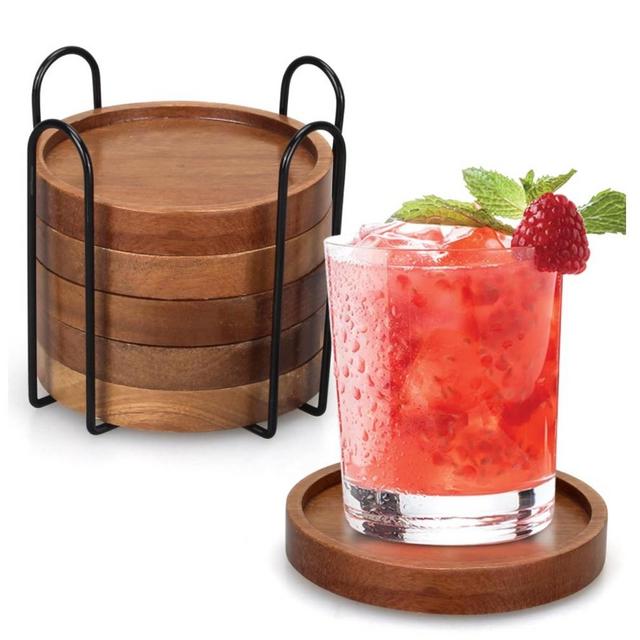 6 Piece Wooden Coasters Set