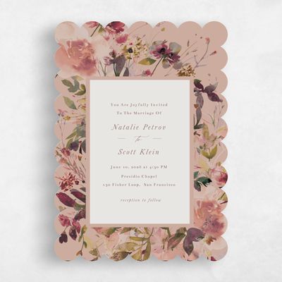 Brown Scalloped Wedding Invitation - Ciliegio Classic