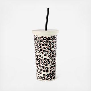 Flair Floral Acrylic Tumbler with Straw
