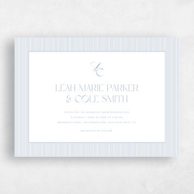 Denim Blue Wedding Invitation - Tristabelle Landscape