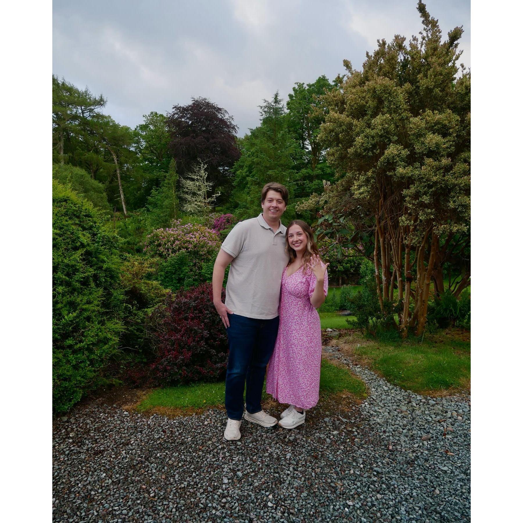 Celebrating the night of our engagement at the Duisdale House Hotel on the Isle of Skye, Scotland.