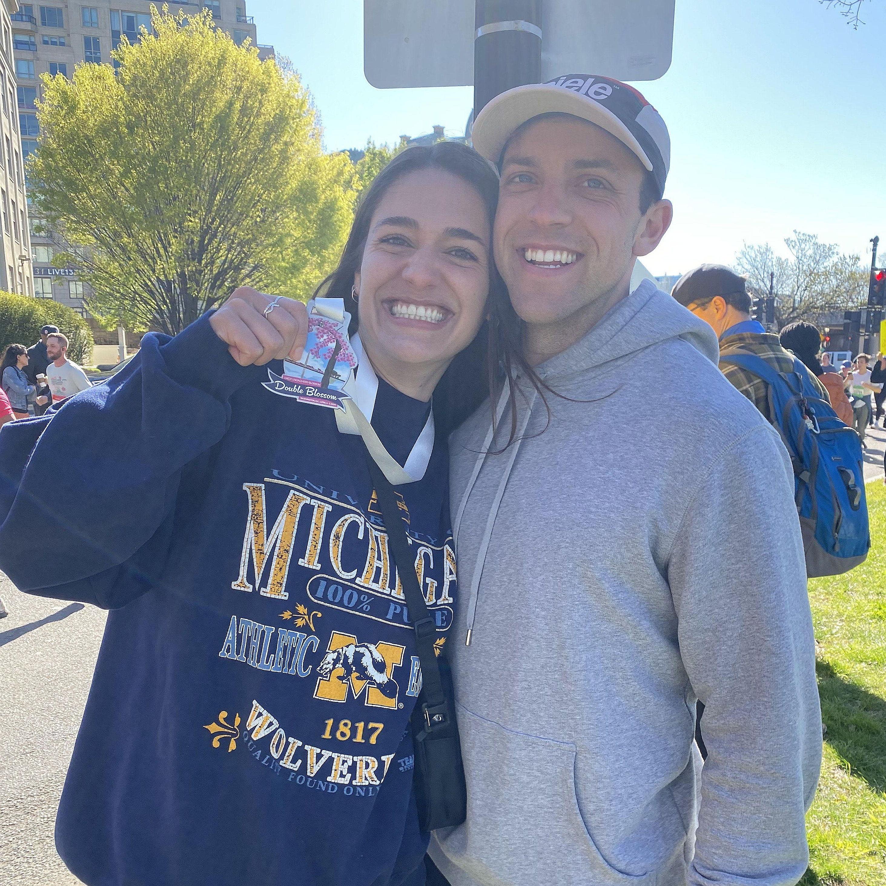Celebrating after the DC Cherry Blossom 10 miler!
