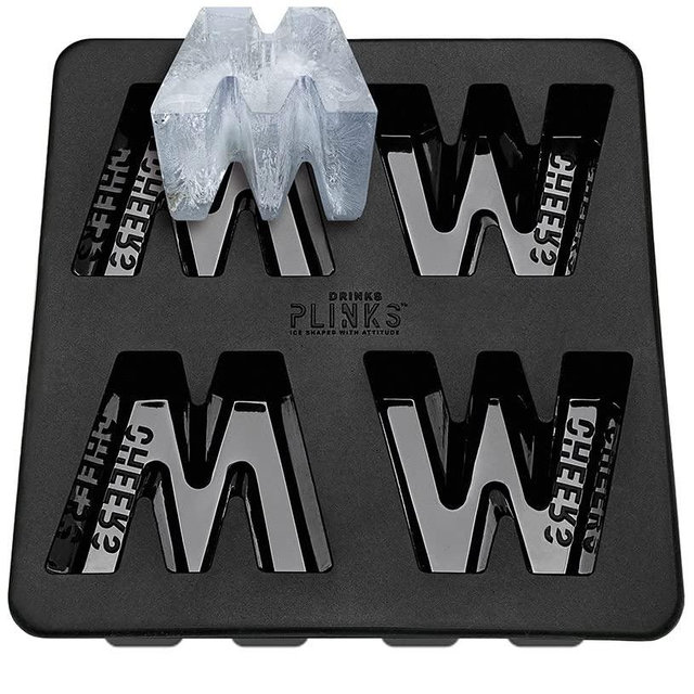 DRINKSPLINKS M Silicone Ice Cube Mold - Letter M Ice Trays for Freezer - Large Alphabet Initial M Names Monogram Cocktail Ice Molds for Whiskey or Bourbon - Reusable BPA Free Ice Molds