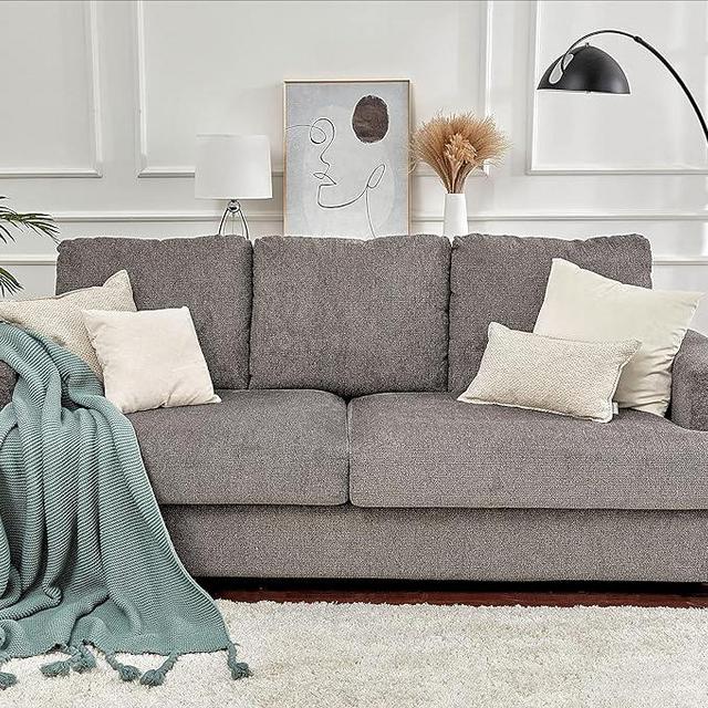 AMERLIFE Deep Seat Sofa-Contemporary Chenille Sofa Couch, 97" Wide 3 Seater for Living Room-Oversized Comfy Sofa, Grey