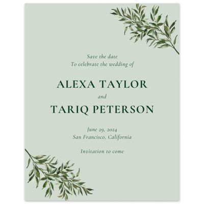 Light Sage, Green Wedding Digital Save the Date - Keely Portrait