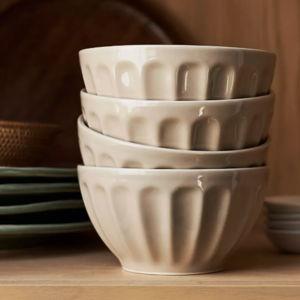 The Latte Stoneware Cereal Bowls, Set of 4: Amelie Edition (Color: Croissant)