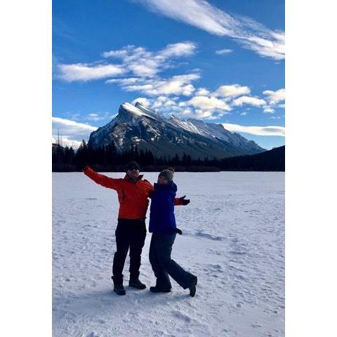 She said "YES!"  Our first official photo as a newly engaged couple in front of Mount Rundle.
