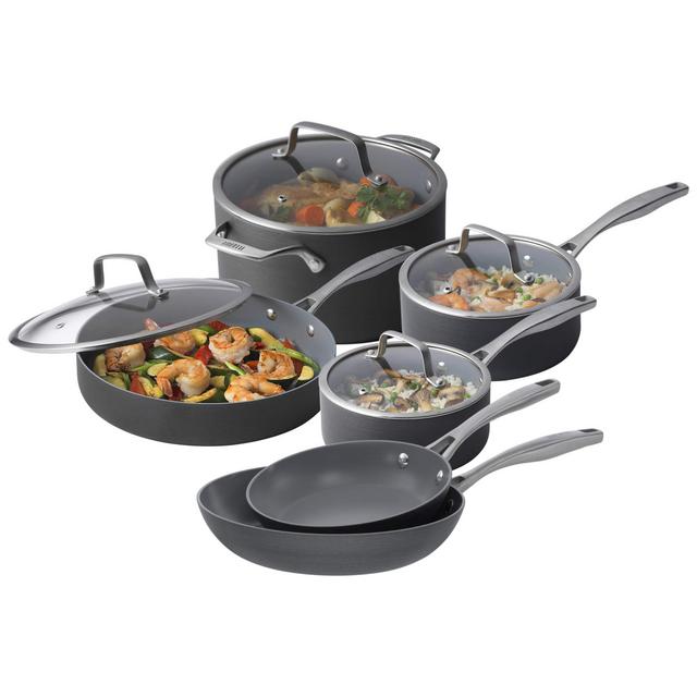 Bialetti 10 Piece Hard Anodized, Ceramic Pro Cookware Set, Nonstick Ceramic Interior, Gray