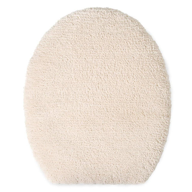 TOWN & COUNTRY EVERYDAY Ultra Plush Solid Tufted Toilet Lid Cover, Soft and Absorbent, Non-Slip Cover, Machine Washable, Beige, 18.5"x19.6"