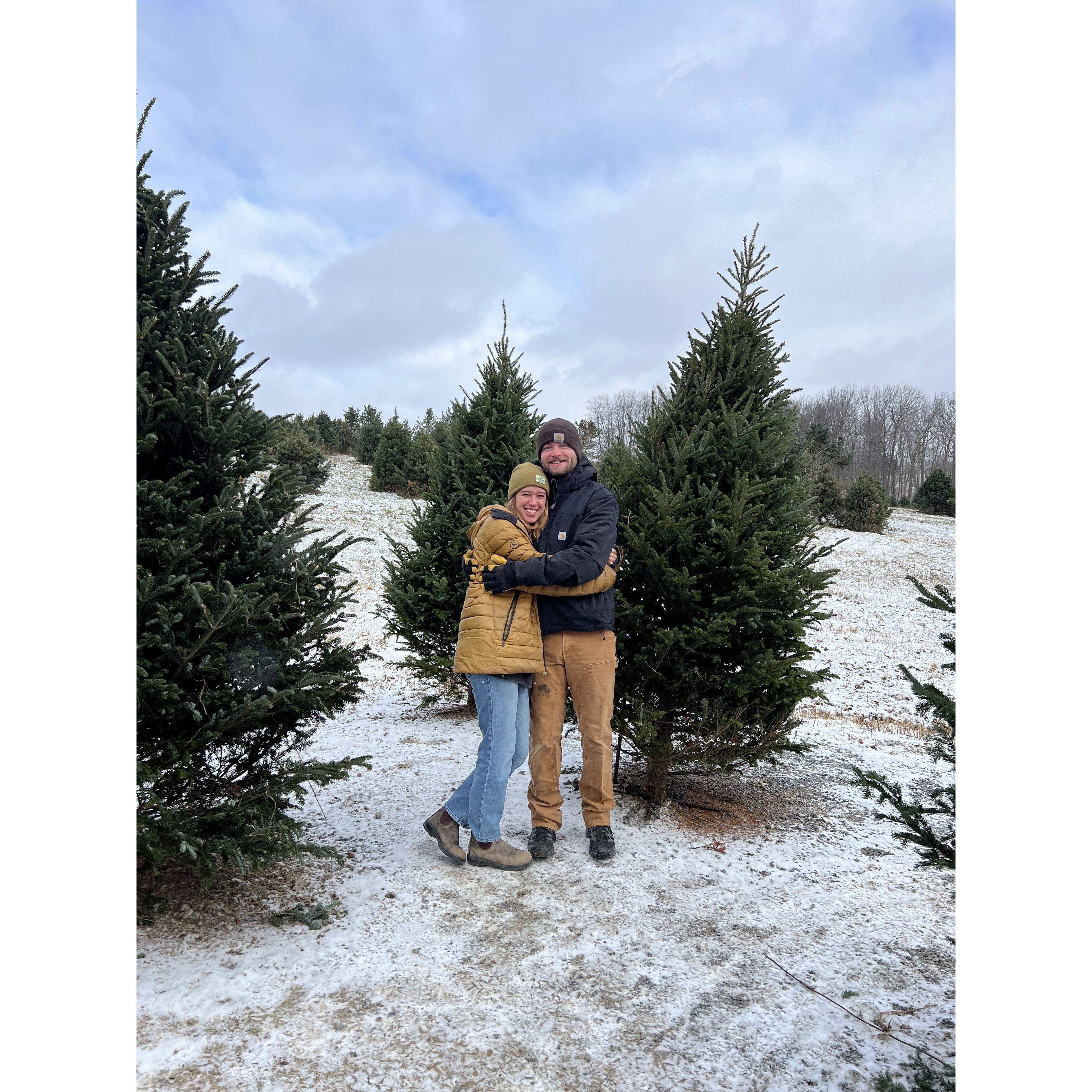 At a Christmas tree farm in PA! (Ryan's hometown)