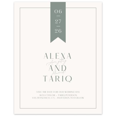 Green Geometric Wedding Digital Save the Date - Raven Portrait
