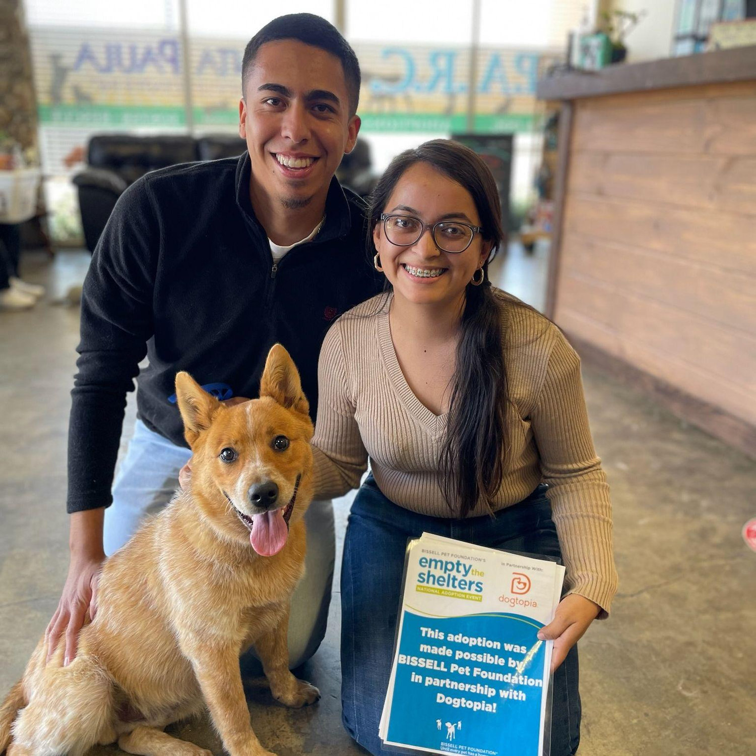 We adopted our pup Chocolate together.