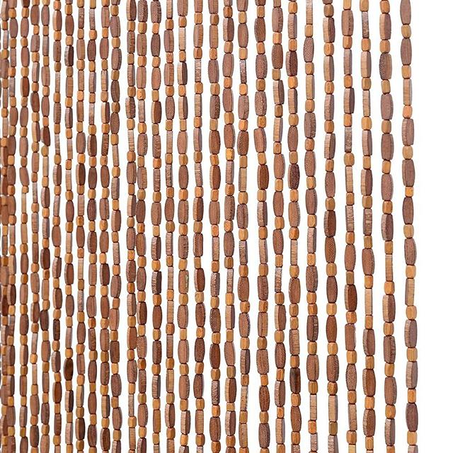 Brown Wood and Bamboo Beaded Curtain for Doorway Room Divider 52 Strands 36inch x 79inch，Bamboo and Wooden Doorway Beads-Boho Bohemian Curtain (Coffee)