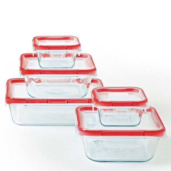 Pyrex 10pc FreshLock Glass Storage Set: Heat & Break-Resistant, Microwave & Dishwasher Safe, Glass Containers with Lids
