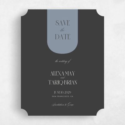 Grey Ticket Wedding Save the Date - Dempsey Portrait