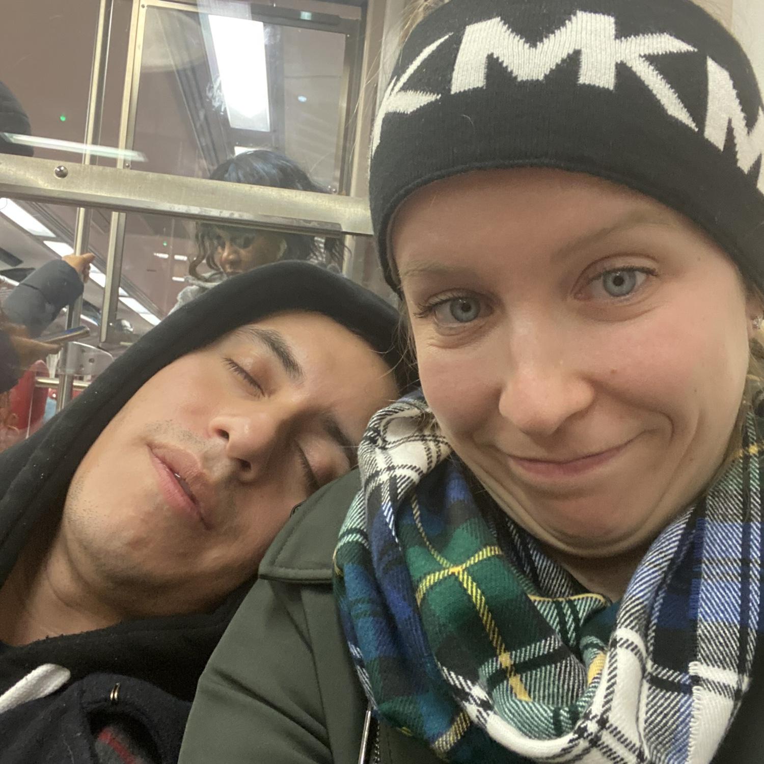 Mikey is an opportunist for a nap, especially after a long day in the city.