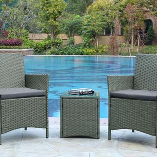 Imperia Steel Rattan 3-Piece Patio Conversation Set