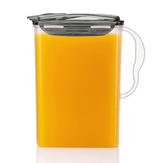 LocknLock Aqua Fridge Door Water Jug with Handle BPA Free Plastic Pitcher with Flip Top Lid Perfect for Making Teas and Juices, 3 Quarts, Gray