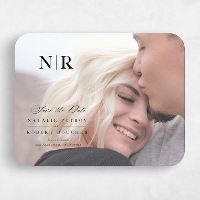 Black Rounded Wedding Save the Date - Holt Photo