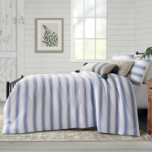 Bee & Willow™ Home Dash Stitch Stripe 3-Piece King Duvet Cover Set in Navy Stripe