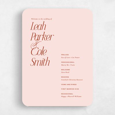 Pink Rounded Wedding Program - Marion