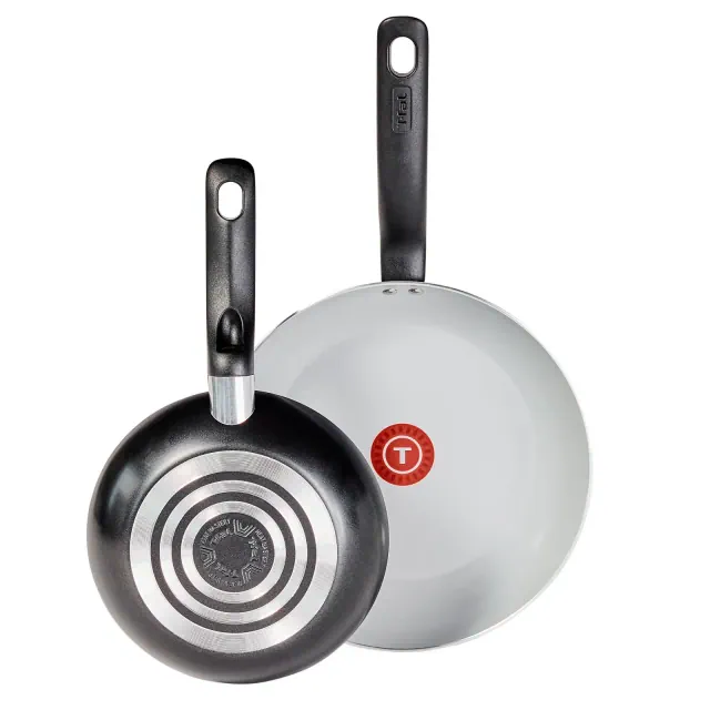 T-Fal Simply Cook 2pc Ceramic Nonstick Fry Pan Set Black